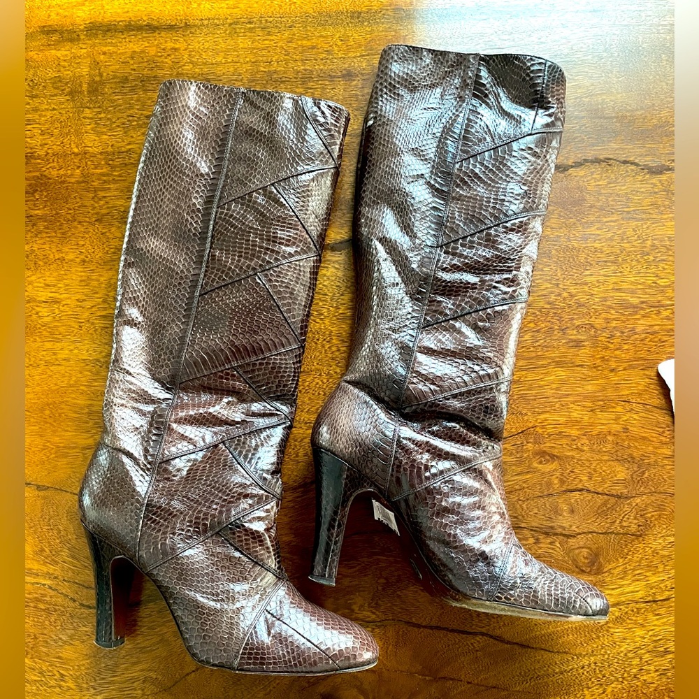 FRYE brown snakeskin boots (size 9 GUC)